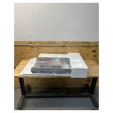 Hobby Craft 60 in. W x 36 in. D MDF Folding Fabric Cutting Table with Drawers, Adjustable Height, Silver / White