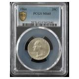 1964 Washington Quarter PCGS MS65