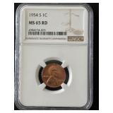 1954-S Lincoln Cent NGC MS65 Red