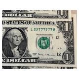 31 - 2017 Green Seal $1 Dollar Notes Uncirculated Consecutive Hard to Find Number Combinations