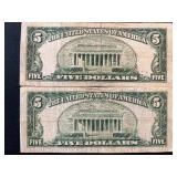 1953 A Blue Seal $5 Dollar Silver Certificates