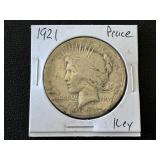 1921 Peace Dollar High Relief Key Date 1,006,473 Minted