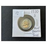 1970-S Jefferson Nickel Proof Toned
