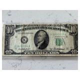 1950 B Green Seal $10 Dollar Federal Reserve Note
