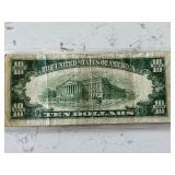 1950 B Green Seal $10 Dollar Federal Reserve Note