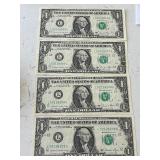1981 A Green Seal $1 Dollar Federal Reserve Notes Consecutive Uncirculated