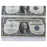 Blue Seal $1 Dollar Silver Certificates Double Triple Number