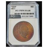 1990 Eisenhower Commemorative Silver Dollar Proof PCI PR70 Deep Cameo Toned
