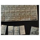 .999 Fine Silver 1 Grain Bars - 39 Total