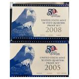 2005 and 2008 State Quarter Proof Sets