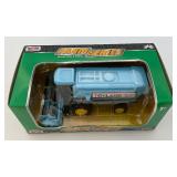 Miniature Die-Cast Collectible Trucks Including HESS Tow Truck Rescue Team Electronic Sounds And Lights & Farm Series Combine (Both New In Box)
