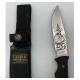 GERBER Brand 5" Straight Blade Hunting Knife Eagle And MJT Relief On Blade With Sheath