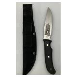 GERBER Brand 5" Straight Blade Hunting Knife Eagle And MJT Relief On Blade With Sheath