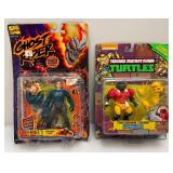 Misc. Collectible Action Figures Including Ghost Rider, Spawn, TMNT And Xena (New Old Stock On Card) Shelf Wear Present