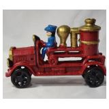 Vintage Cast Iron Fire Truck 6"  x 4  1/2"