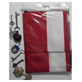 Brand new in Bag - American Flag 3 x 5  and Bag of Misc. Keys