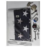 Brand new in Bag - American Flag 3 x 5  and Bag of Misc. Keys