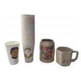 Misc. Cups and Glass Mugs.  Baseball cups from 7-Eleven featuring many nostalgic players and Nascar Mugs featuring Jeff Gordon
