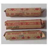 3 Rolls of Wheat Pennies from the 40