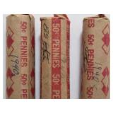 3 Rolls of Wheat Pennies from the 40