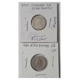 Silver  1920 King George V Coin (Rare)  and 1940 King George VI Silver Coin