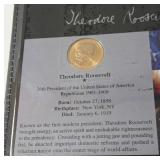 US Commemorative Gallery in leather holder Mint Proof Set.  Theodore and Franklin Roosevelt