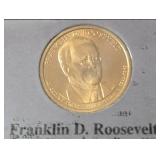 US Commemorative Gallery in leather holder Mint Proof Set.  Theodore and Franklin Roosevelt