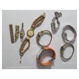 6 Misc. Watches and 3 Metal Tie Clips.  4 of the watches work.