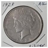 1923 Silver Peace Dollar. AU
