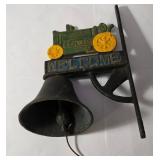 Vintage John Deere Cast Iron Farmhouse Dinner Bell.  Tractor Wall Mounted Bell.  Rustic Country Décor.