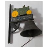 Vintage John Deere Cast Iron Farmhouse Dinner Bell.  Tractor Wall Mounted Bell.  Rustic Country Décor.