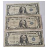 1957    1 Dollar Silver Certificate Blue Note,  1957-A    1 Dollar Silver Certificate Blue Note,  1957 - B   1 Dollar Silver Certificate Blue Note