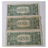 1957    1 Dollar Silver Certificate Blue Note,  1957-A    1 Dollar Silver Certificate Blue Note,  1957 - B   1 Dollar Silver Certificate Blue Note