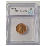 1954D Wheat Penny   MS65 RD