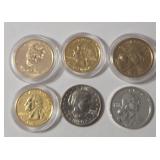 2 Sacajawea Coins, 1 Susan B Anthony Coin, 2 Washington Coins, 1 Abe Lincoln  Coin