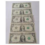 5  - $1 Star Dollars - Very Nice Condition