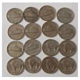 10 Jefferson War Nickels (35% silver) and 6 Buffalo Nickels (Readable)