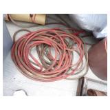 Grey Tote with Content, Red Crate, Hose