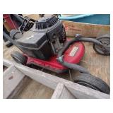 2 White Buckets with content, Ladder, String trimmer