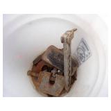 2 White Buckets with content, Ladder, String trimmer