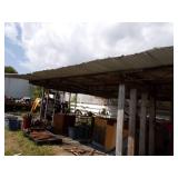 Approximately 40 + Feet of Poly Fence and Steel Roof