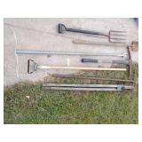 Potato Fork, post hole digger, pick ax
