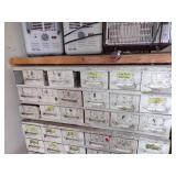 By Wall TOP- white medal bolt Bin with content -17 drawers