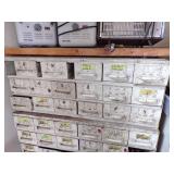By Wall TOP- white medal bolt Bin with content -17 drawers
