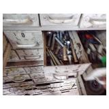 By Wall TOP- white medal bolt Bin with content -17 drawers