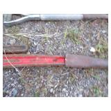 Potato Fork, 2 Shovels, BIG Pipe wrench with pipe extension