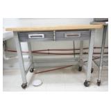 Commercial 2-Drawer Kitchen Cart with Butcher Block Top Commercial 2-Drawer Kitchen Cart with Butcher Block Top