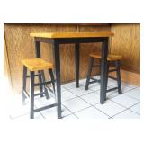 Table and 3 Saddle Stools 30"x30"x36" Table and 3 Saddle Stools 30"x30"x36"