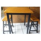 Table and 3 Saddle Stools 30"x30"x36" Table and 3 Saddle Stools 30"x30"x36"