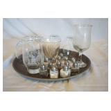 Serving Tray with variety of Glassware & individually wrapped toothpicks Serving Tray with variety of Glassware & individually wrapped toothpicks